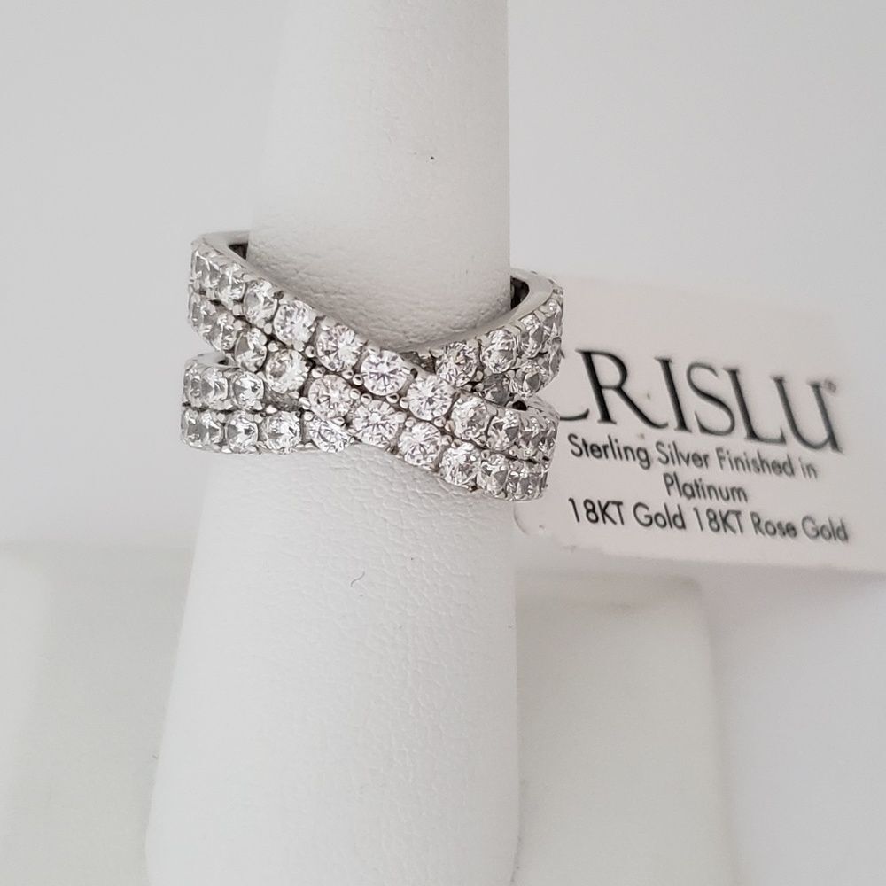 CRISLU Sterling Silver Criss Cross Ring Size 7.5 - Picture 2 of 6